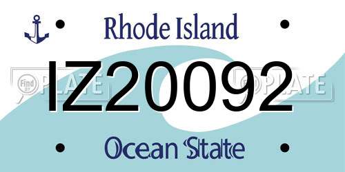 IZ20092 Rhode Island License Plate