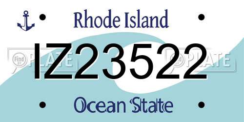 IZ23522 Rhode Island License Plate