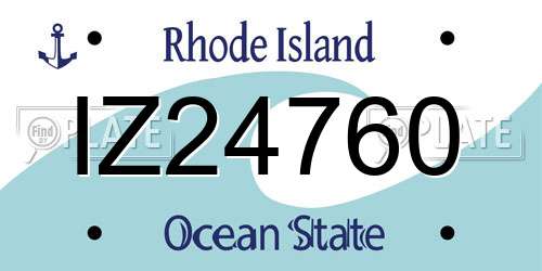 IZ24760 Rhode Island License Plate