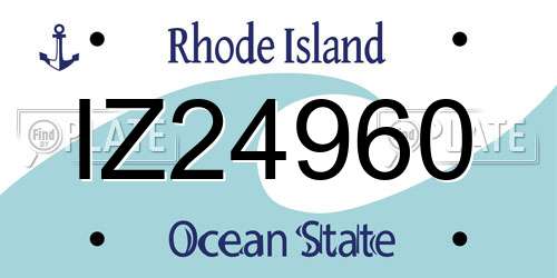 IZ24960 Rhode Island License Plate