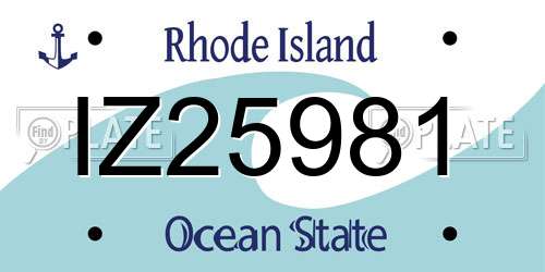 IZ25981 Rhode Island License Plate