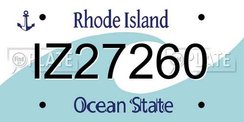 IZ27260 Rhode Island License Plate