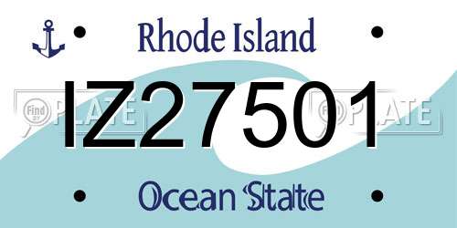 IZ27501 Rhode Island License Plate