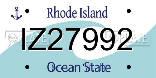 IZ27992 Rhode Island License Plate