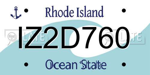 IZ2D760 Rhode Island License Plate