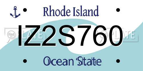 IZ2S760 Rhode Island License Plate
