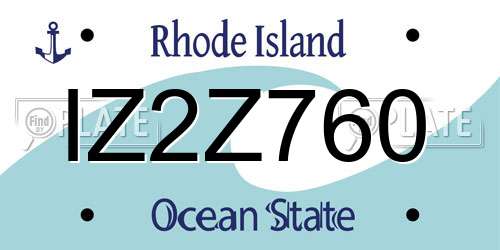 IZ2Z760 Rhode Island License Plate