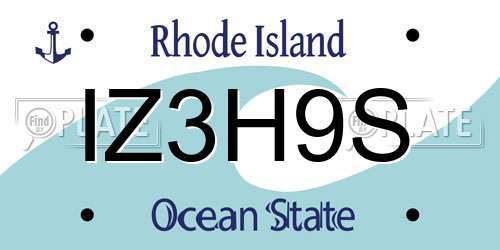 IZ3H9S Rhode Island License Plate