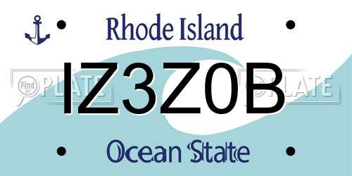 IZ3Z0B Rhode Island License Plate