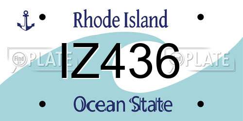 IZ436 Rhode Island License Plate