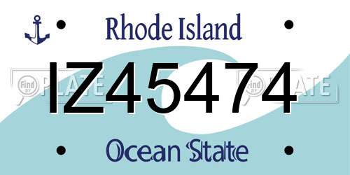 IZ45474 Rhode Island License Plate