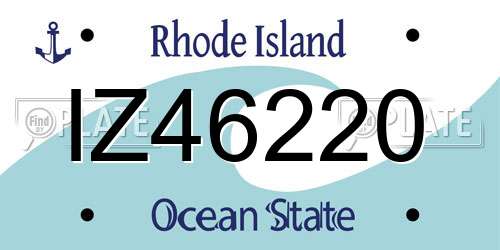 IZ46220 Rhode Island License Plate