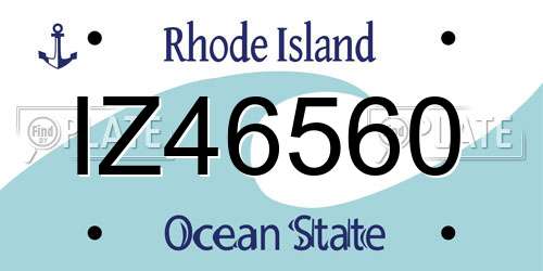 IZ46560 Rhode Island License Plate