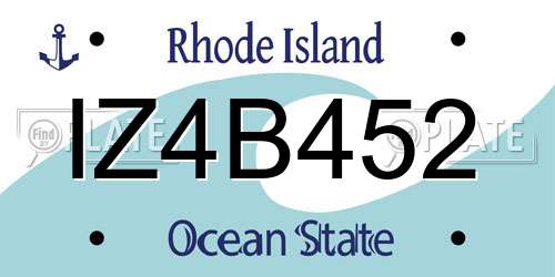 IZ4B452 Rhode Island License Plate