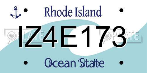 IZ4E173 Rhode Island License Plate