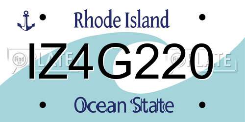 IZ4G220 Rhode Island License Plate