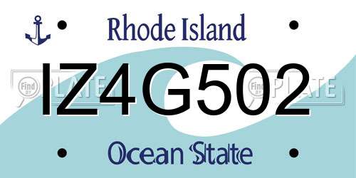 IZ4G502 Rhode Island License Plate