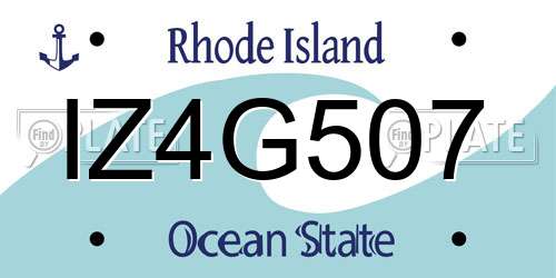 IZ4G507 Rhode Island License Plate