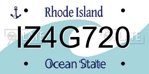 IZ4G720 Rhode Island License Plate
