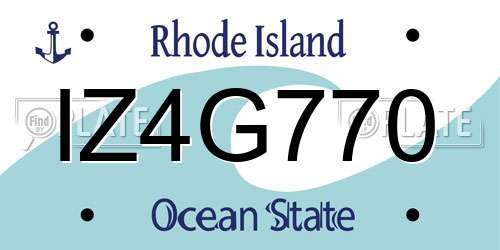 IZ4G770 Rhode Island License Plate