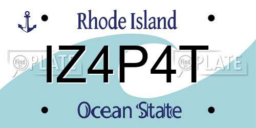 IZ4P4T Rhode Island License Plate
