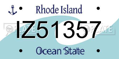 IZ51357 Rhode Island License Plate