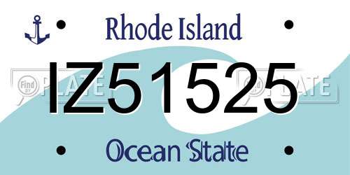 IZ51525 Rhode Island License Plate