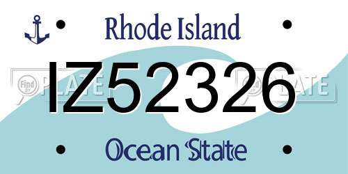 IZ52326 Rhode Island License Plate