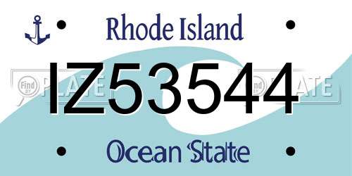 IZ53544 Rhode Island License Plate