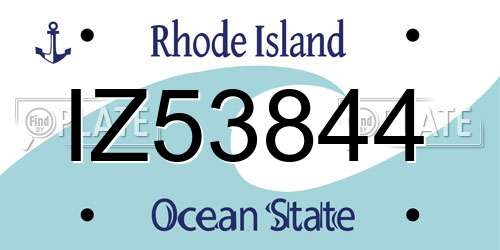 IZ53844 Rhode Island License Plate