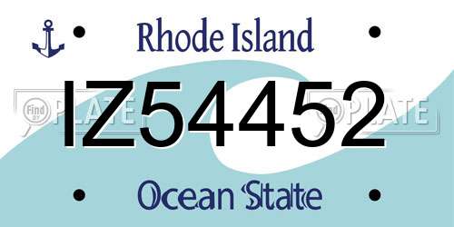 IZ54452 Rhode Island License Plate