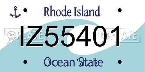 IZ55401 Rhode Island License Plate