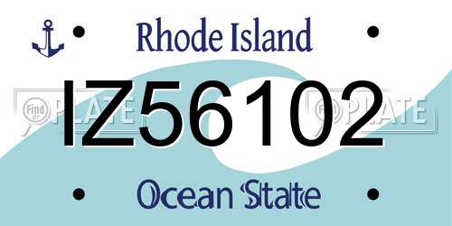 IZ56102 Rhode Island License Plate