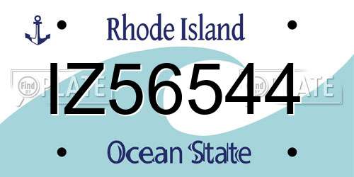 IZ56544 Rhode Island License Plate