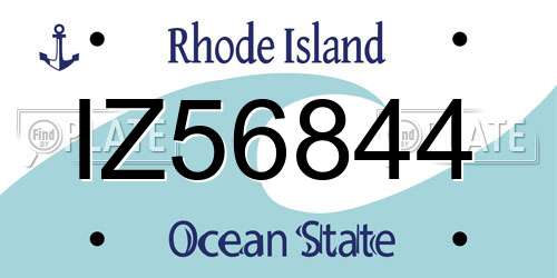 IZ56844 Rhode Island License Plate