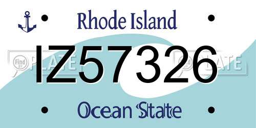 IZ57326 Rhode Island License Plate