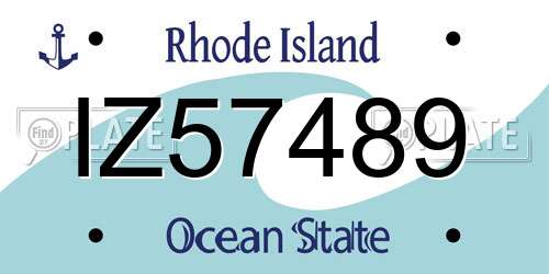 IZ57489 Rhode Island License Plate