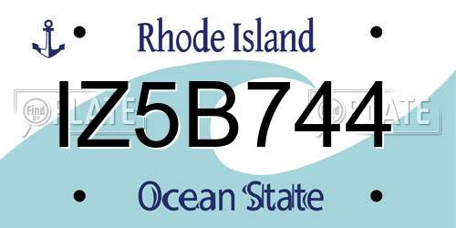 IZ5B744 Rhode Island License Plate