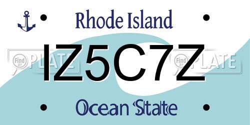 IZ5C7Z Rhode Island License Plate