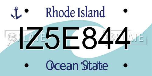IZ5E844 Rhode Island License Plate