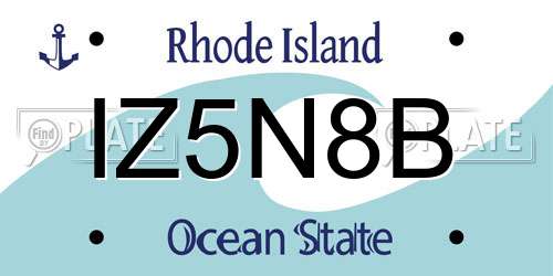 IZ5N8B Rhode Island License Plate