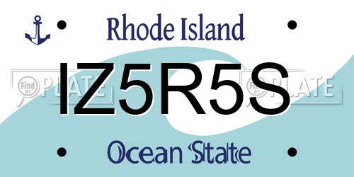 IZ5R5S Rhode Island License Plate
