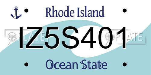 IZ5S401 Rhode Island License Plate