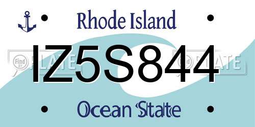 IZ5S844 Rhode Island License Plate