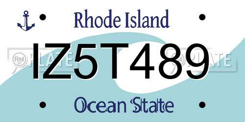 IZ5T489 Rhode Island License Plate
