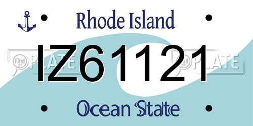 IZ61121 Rhode Island License Plate