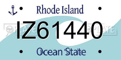 IZ61440 Rhode Island License Plate