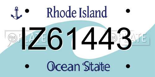 IZ61443 Rhode Island License Plate