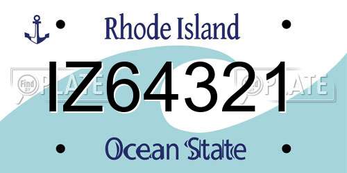 IZ64321 Rhode Island License Plate