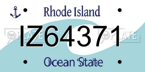 IZ64371 Rhode Island License Plate